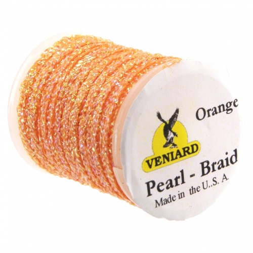 Veniard Pearl Flat Braid Orange (Pack 12 Spools) Fly Tying Materials